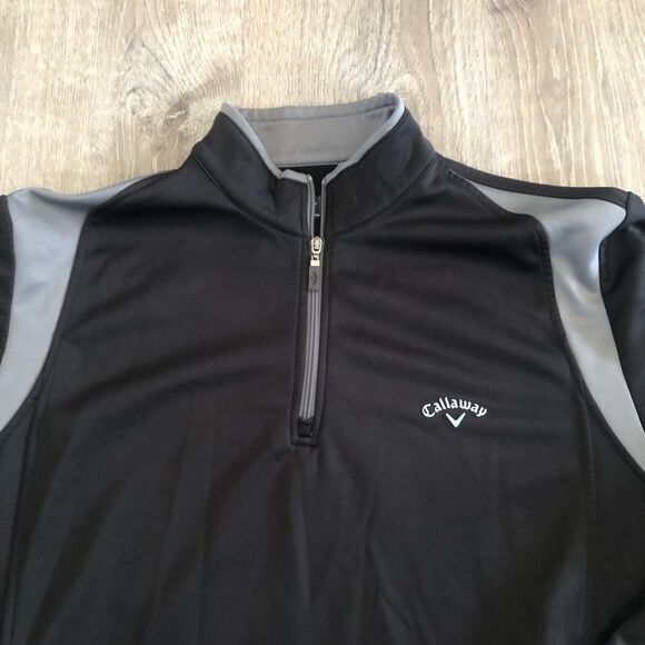 Callaway Golf 1/4 Zip Windbreaker Pocketed Jacket Black With Gray Mens Size XL - Picture 2 of 9